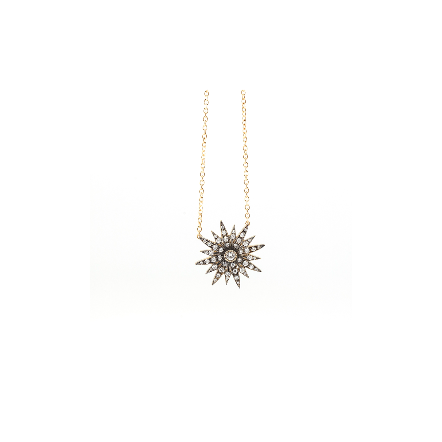 Sylva & Cie Starburst Diamond Pendant Necklace