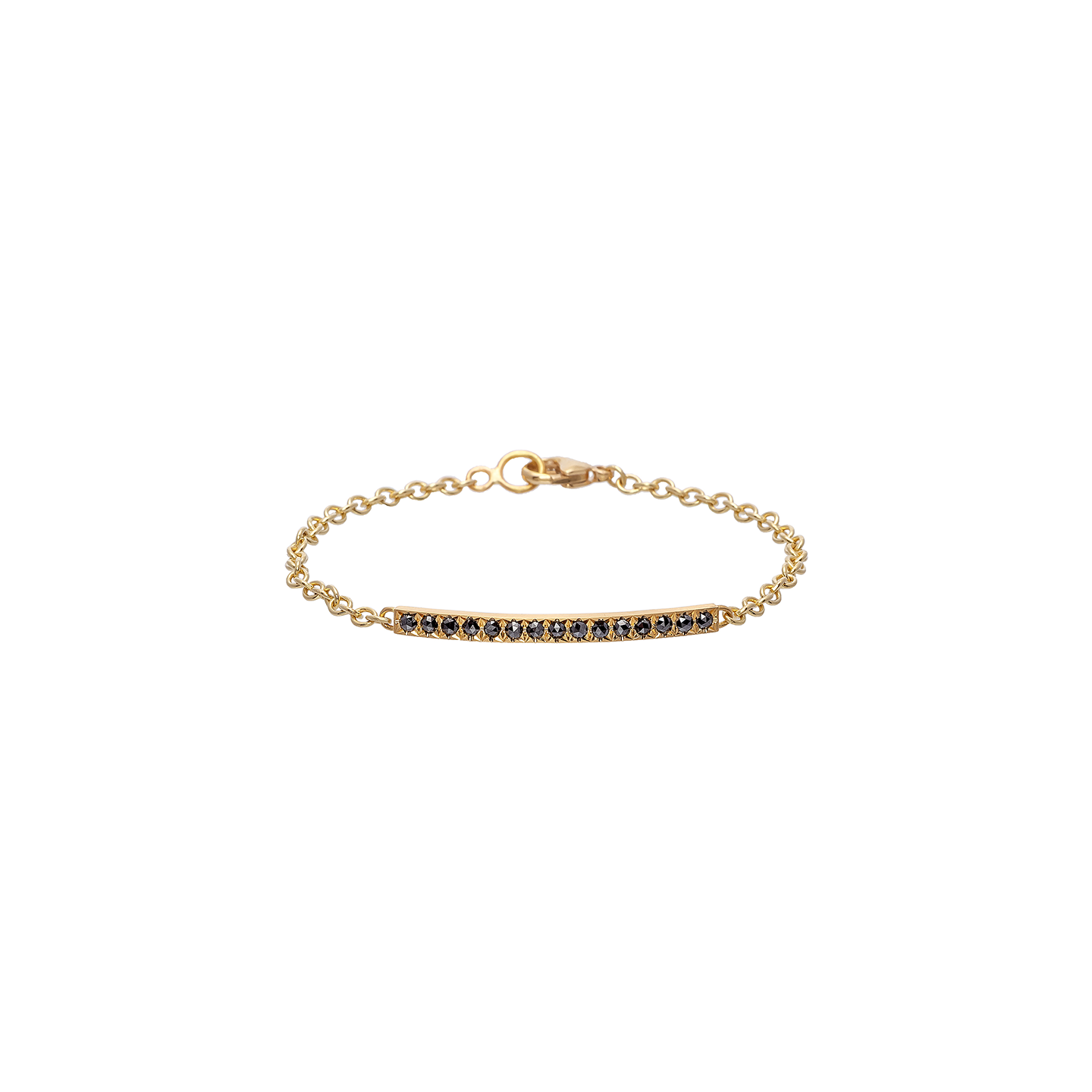 Caroline Ellen Long Bar Bracelet with Pave Rosecut Black Diamonds