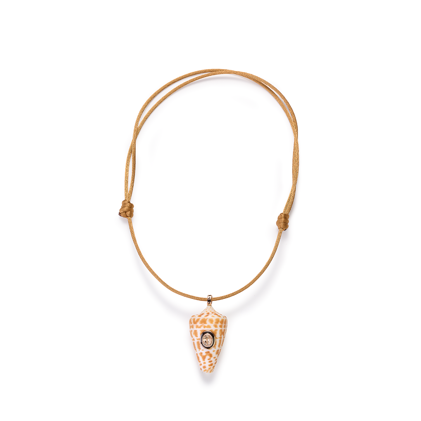 Dezso Cord Necklace with Natural Shell Pendant with Sillimanite