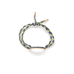 Luis Morais Medium Link ID Bar with Blue Sapphire Baguettes on Cord Bracelet