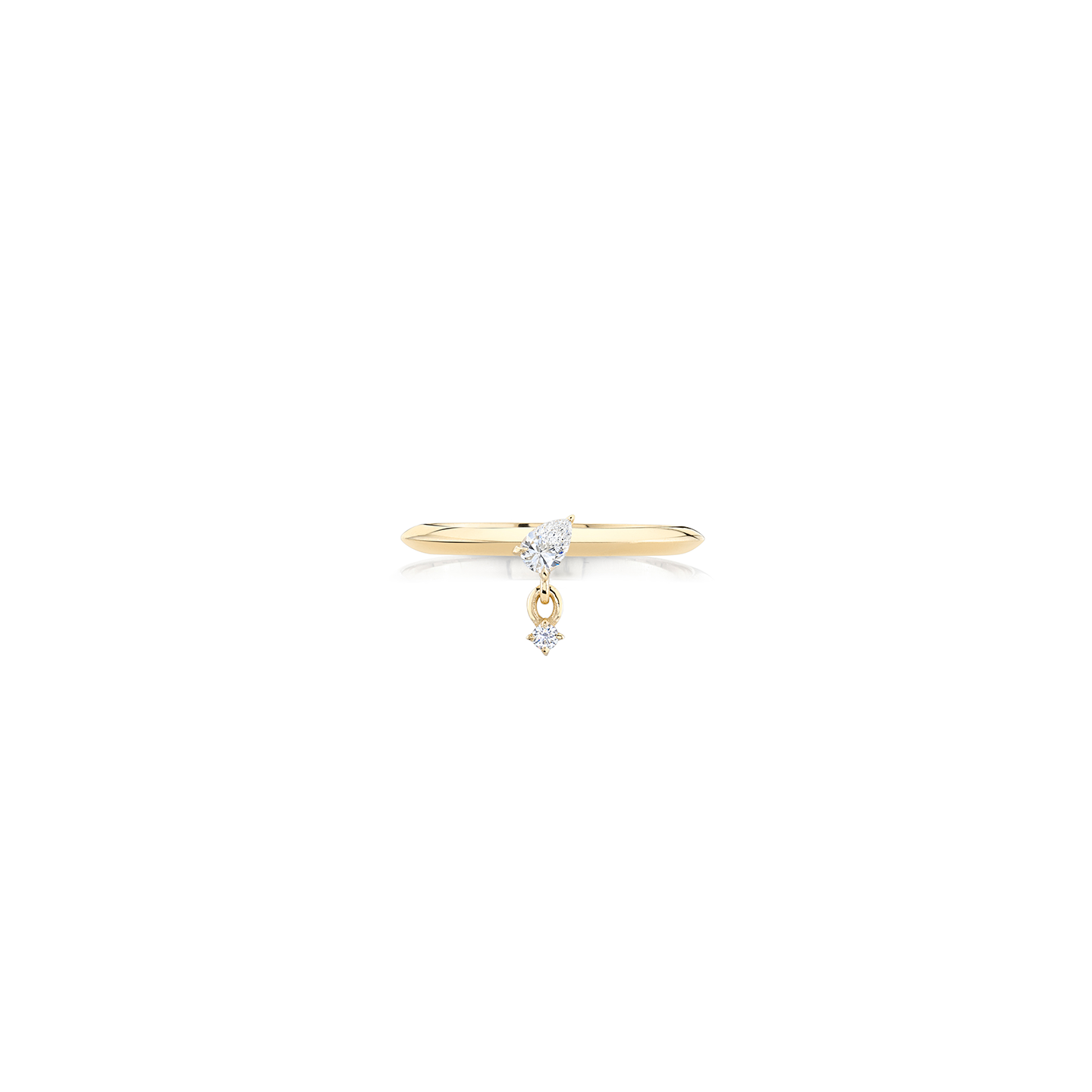 Lizzie Mandler Double Drop Prong Set Pear and Round Diamond Ring