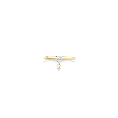 Lizzie Mandler Double Drop Prong Set Pear and Round Diamond Ring