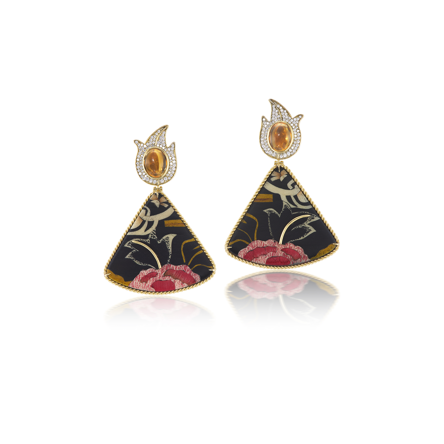 Silvia Furmanovich Quintessence 'Marquetry' Tibetan Rose Earrings