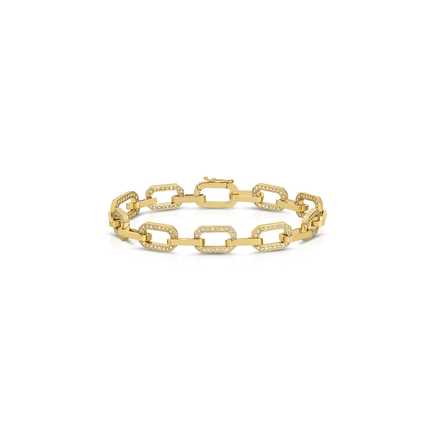 Nancy Newberg Gold Chain Bracelet with Diamond Links