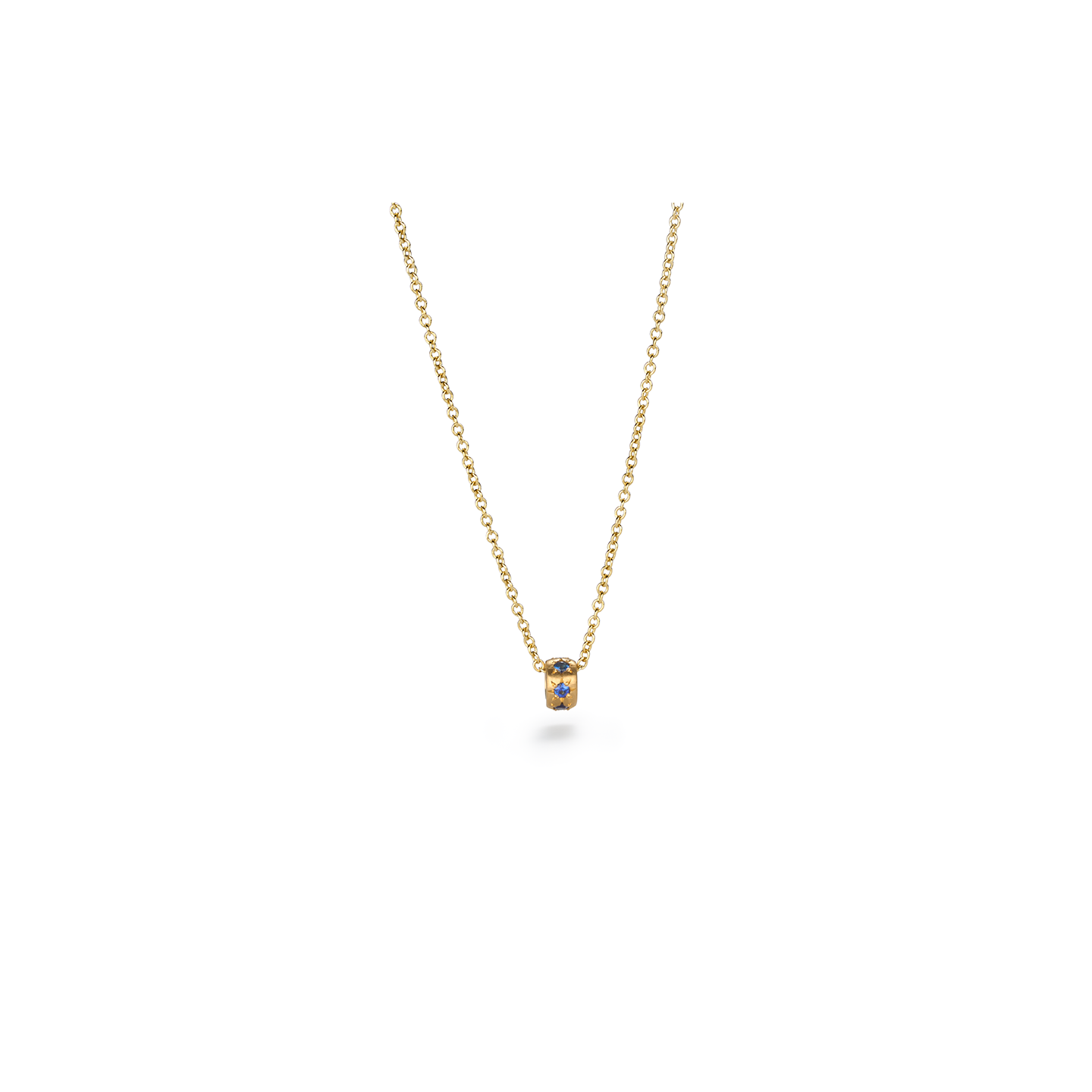 Caroline Ellen Wide Rondelle Necklace with Star Set Sapphires