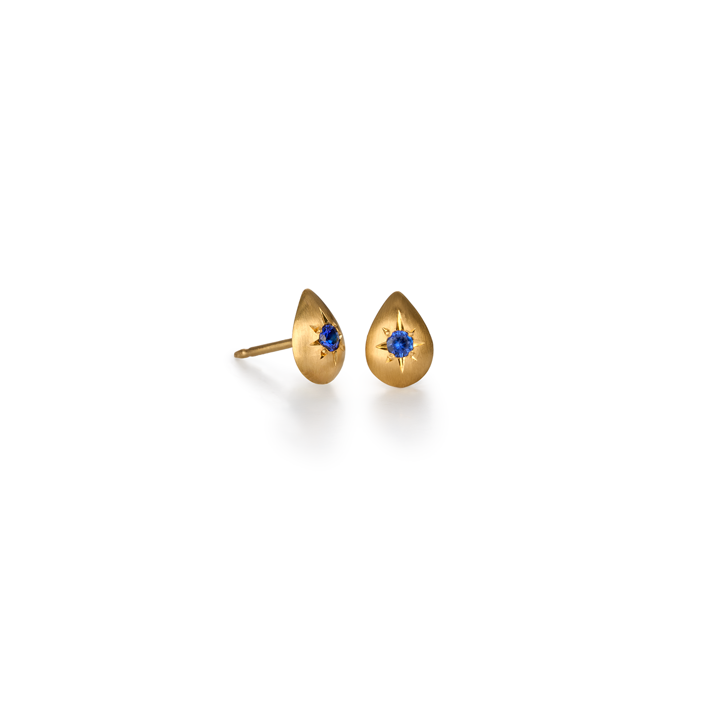 Caroline Ellen Star Set Sapphire Tear Drop Stud Earrings