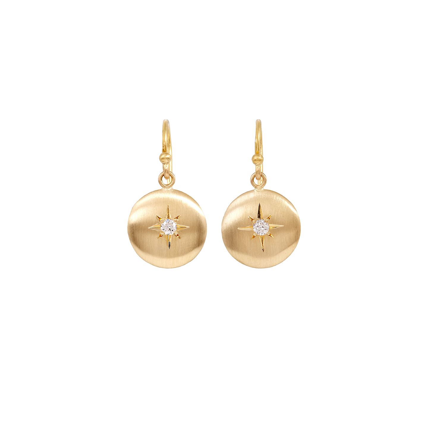 Caroline Ellen Medium Lentil Earrings with Star Set Diamond