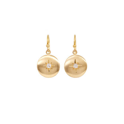 Caroline Ellen Medium Lentil Earrings with Star Set Diamond