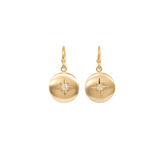 Caroline Ellen Medium Lentil Earrings with Star Set Diamond