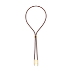 Harwell Godfrey Braided Leather Engraved Gold Foundation Bolo