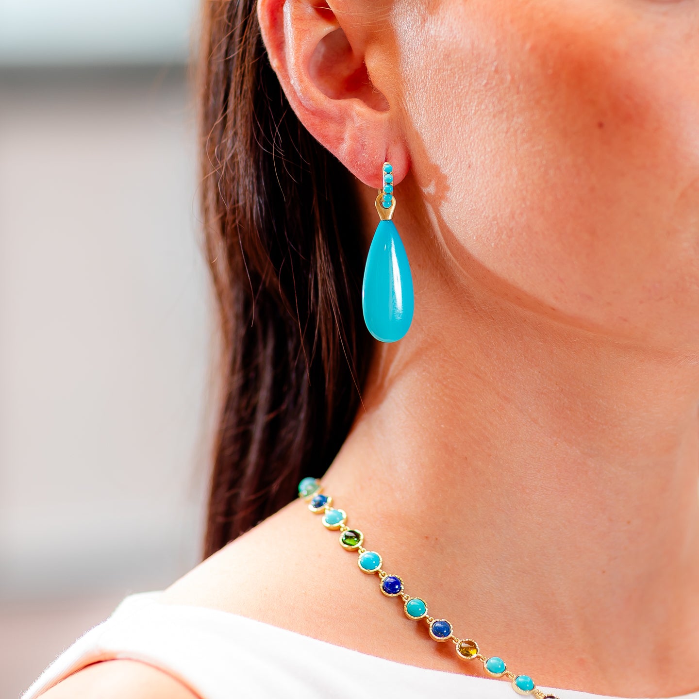 Irene Neuwirth One-of-a-Kind Turquoise Drop Earrings