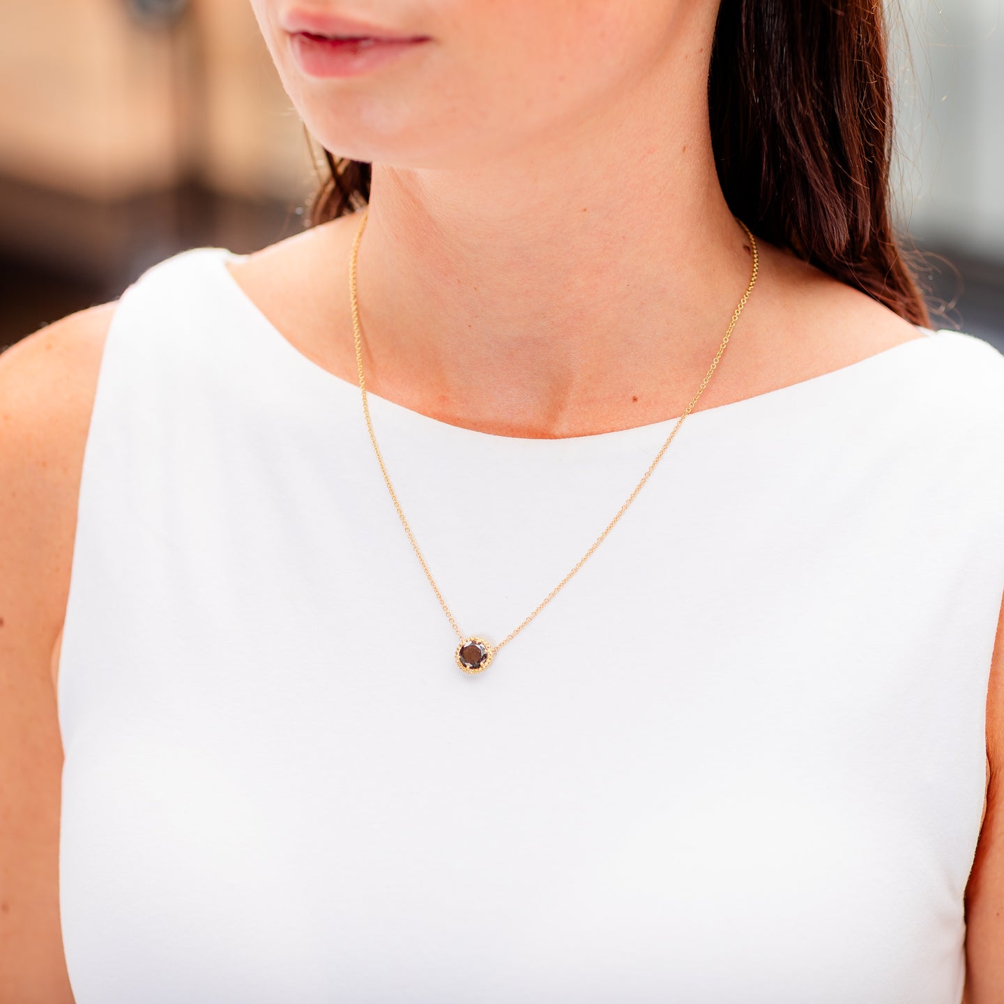 Sylva & Cie Black Diamond Solitaire Pendant Necklace
