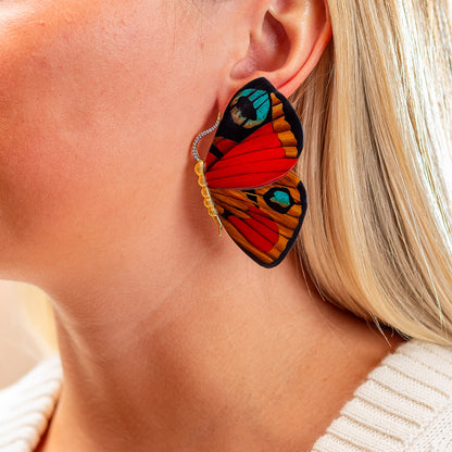 Silvia Furmanovich Medium Butterfly Marquetry Earrings with Diamonds