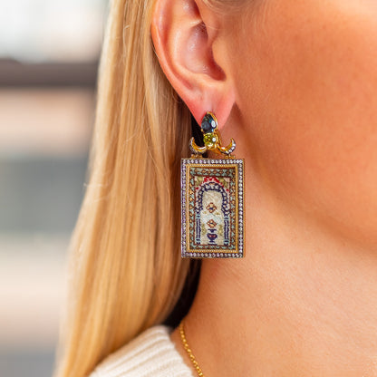 Silvia Furmanovich 'Silk Road' Miniature Carpet Earrings with Diamond, Topaz, and Peridot