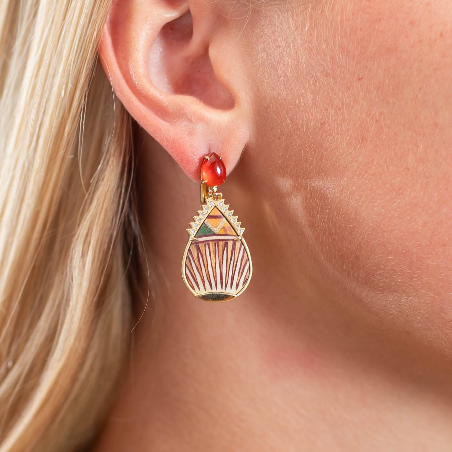 Silvia Furmanovich 'Quintessence' Marquetry Sunset Teardrop Earrings