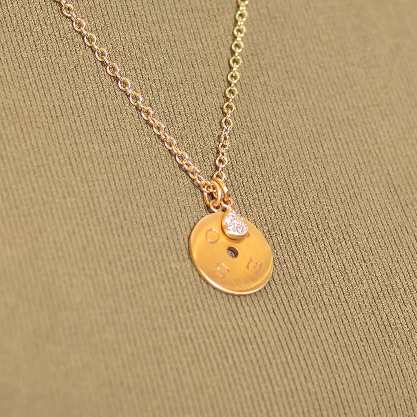 Caroline Ellen "Hope and Abundance" Large Disk Pendant with Diamond Teardrop
