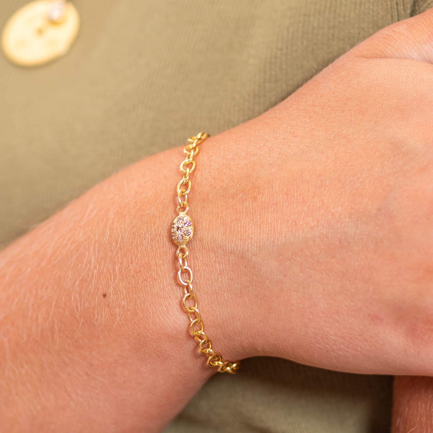 Caroline Ellen Small Cognac Diamond Nugget Bracelet