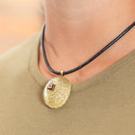 Dezso Grande Carved Lemon Quartz Urchin Charm on Cord
