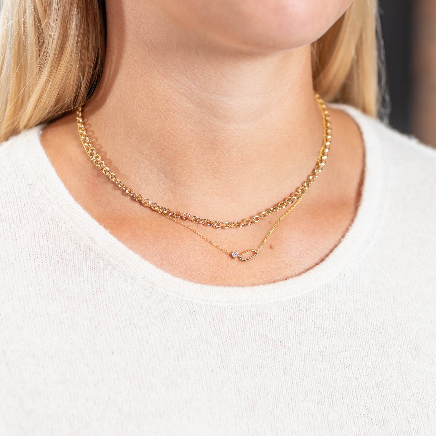 Lizzie Mandler OG Link and Diamond Necklace