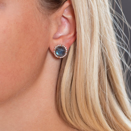 Irene Neuwirth Pave Halo Medium 'Classic' Labradorite Studs