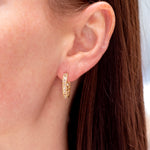 Caroline Ellen Pave Cognac Diamond Hoop Earrings