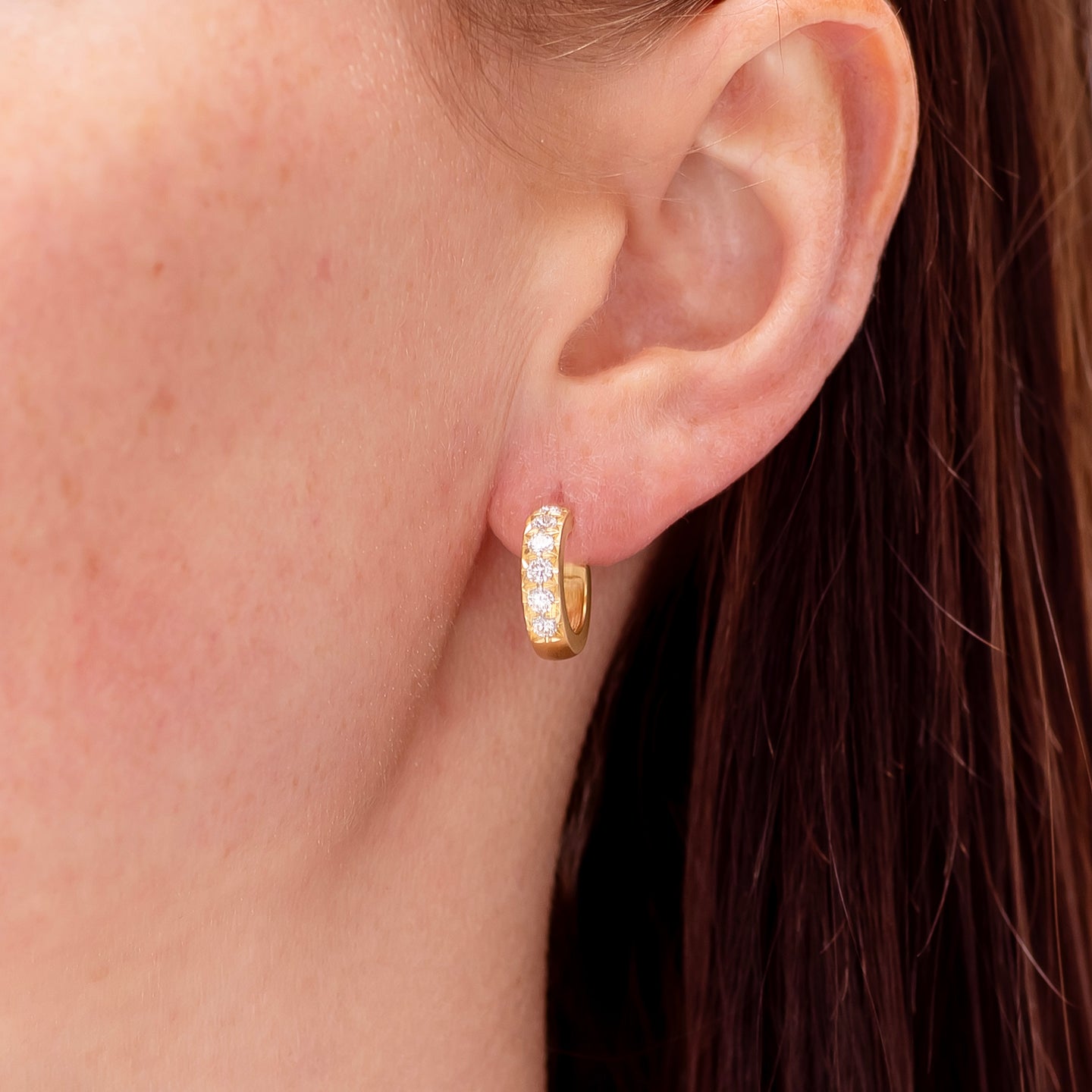 Caroline Ellen Diamond Pave Chunky Small Hoop Earrings