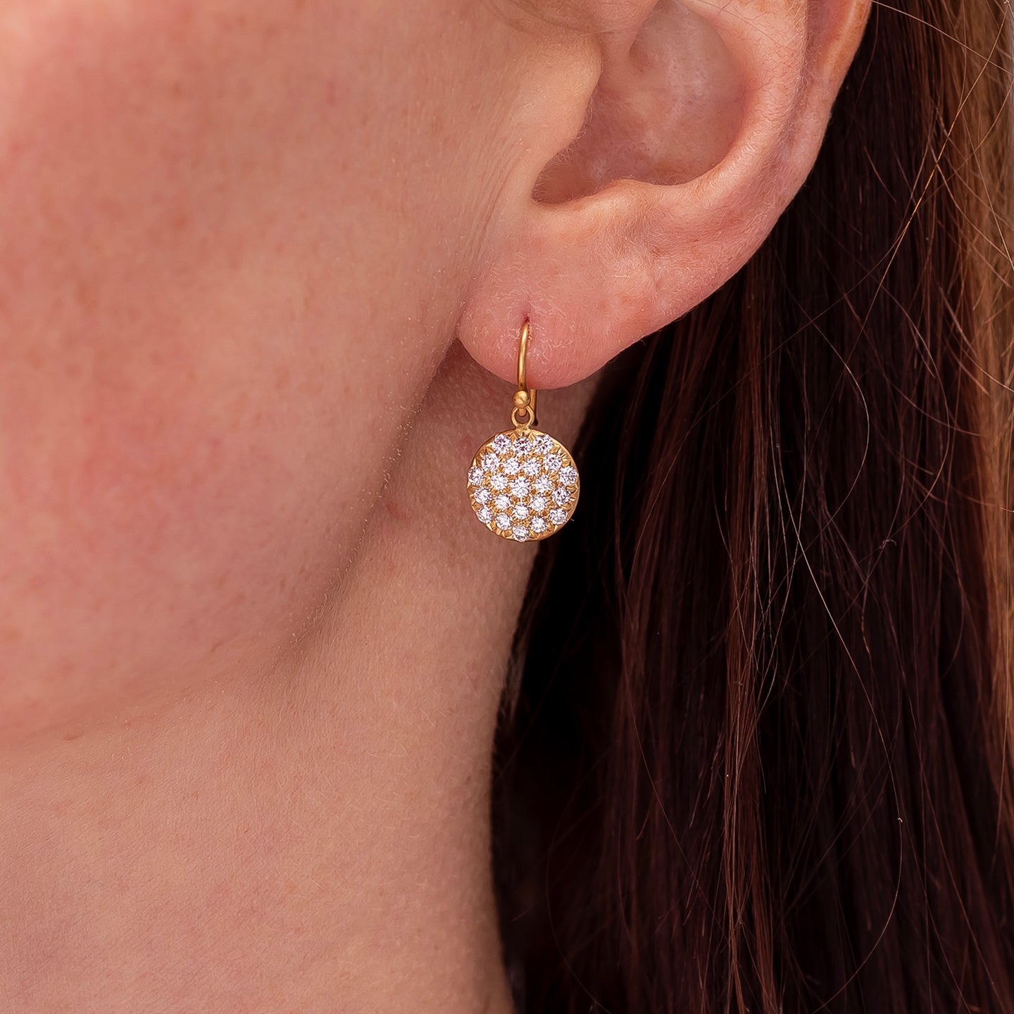 Caroline Ellen Medium Pave Lentil Earrings