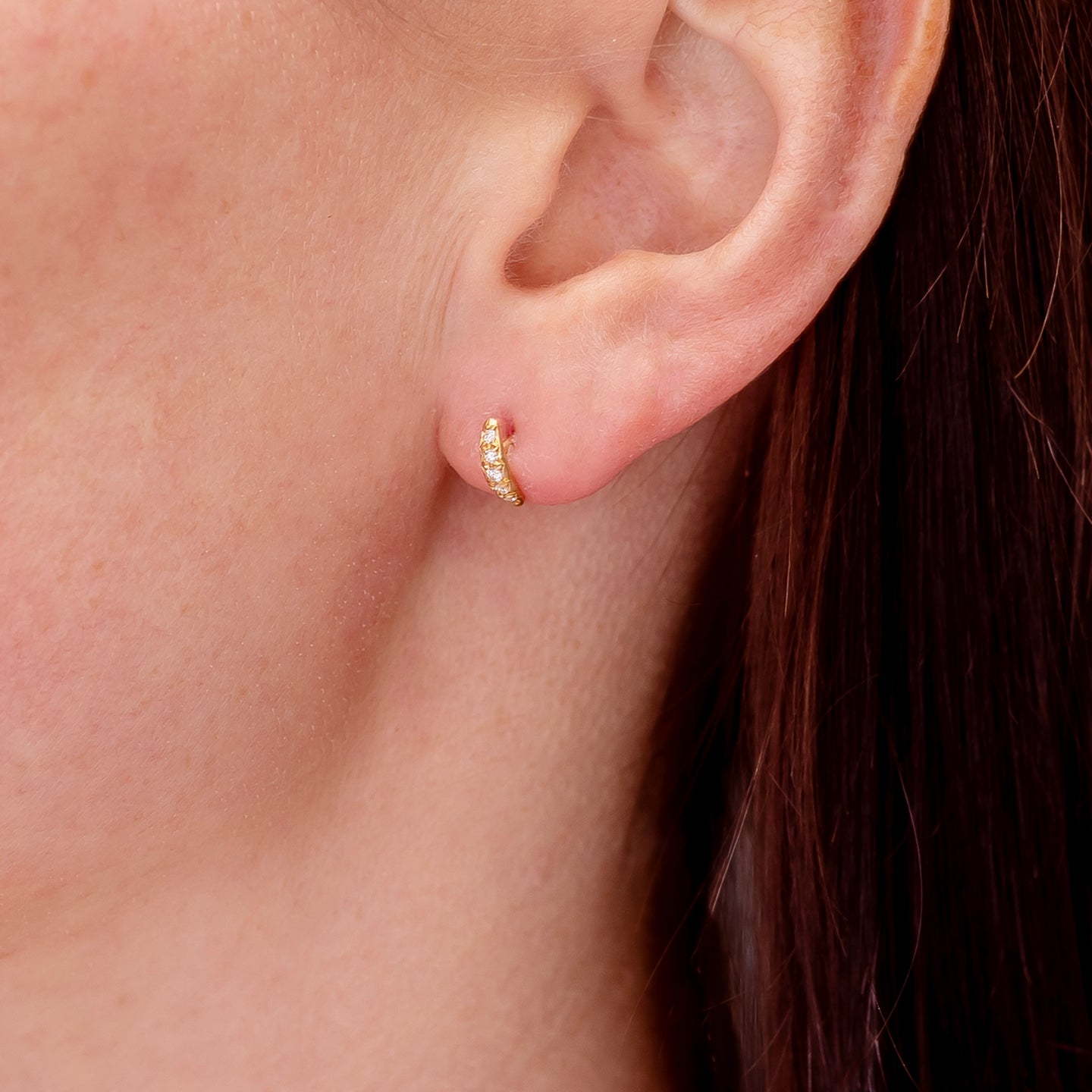 Caroline Ellen Curved Mini Diamond Hoop Studs