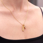 Caroline Ellen Charm Necklace with Cartouche and White Sapphire Pendants