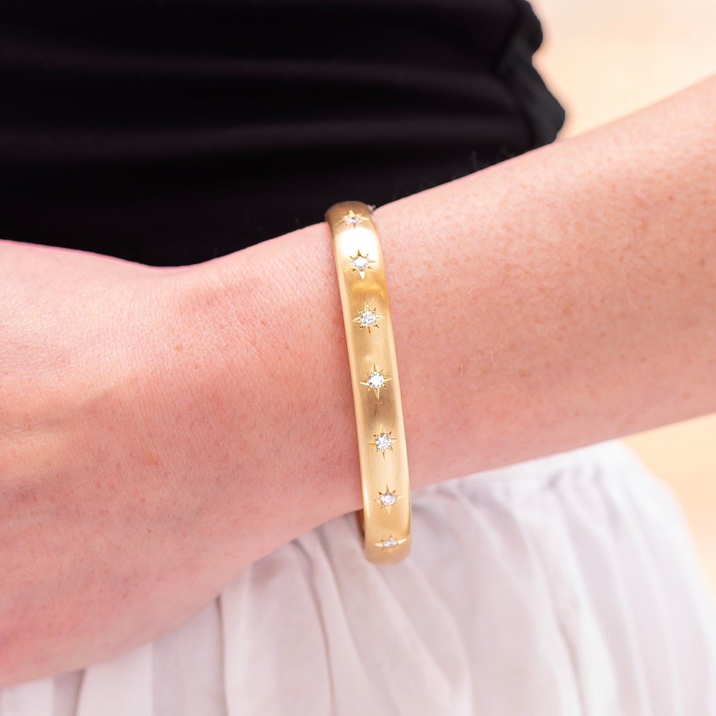 Caroline Ellen Rounded Cuff with Star Set Diamonds