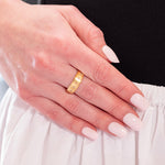 Caroline Ellen Low Dome Wide Band with Star Set Cognac Diamonds