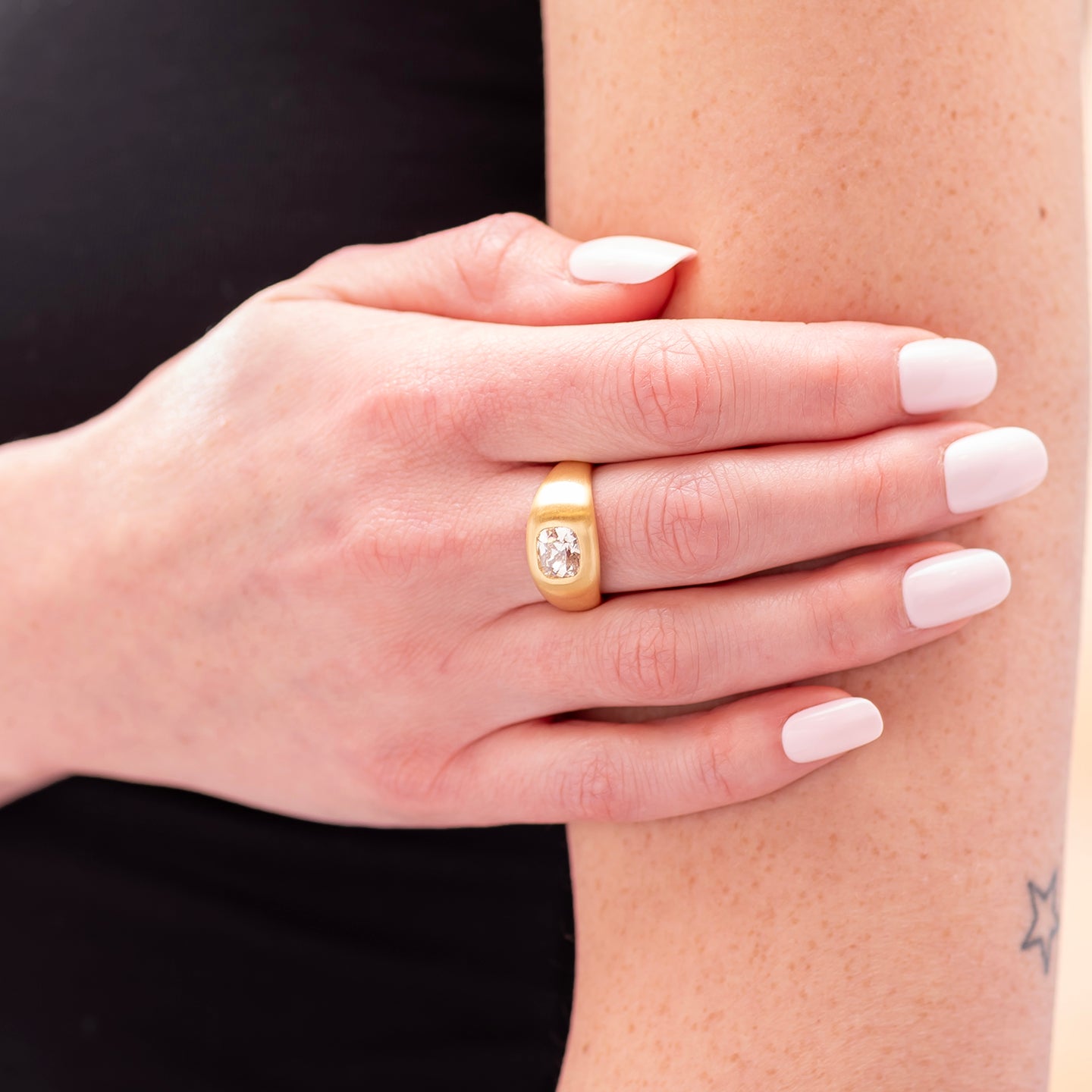 Caroline Ellen Champagne Diamond Signet Ring