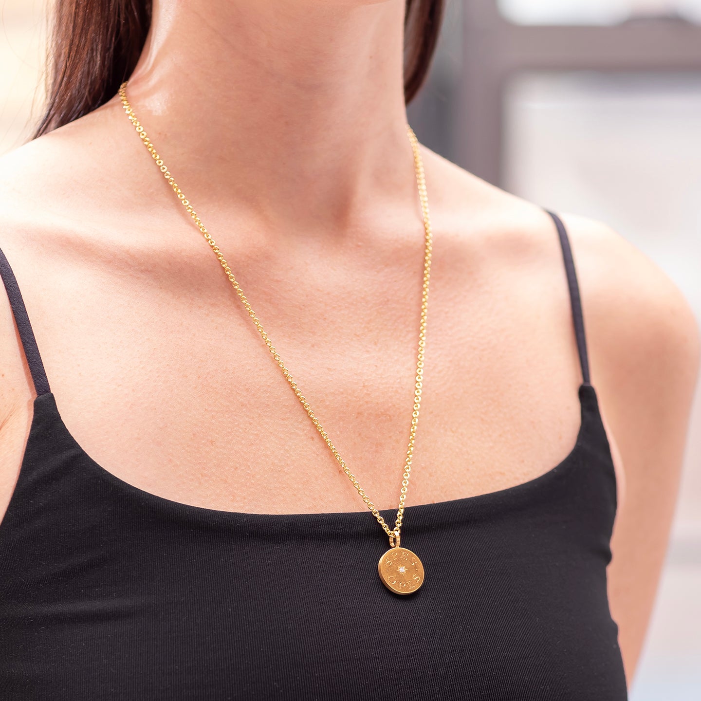 Caroline Ellen Hope and Abundance Disk Pendant with Star Set Diamond