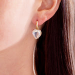 Irene Neuwirth One-of-a-Kind 'Love' Rainbow Moonstone Heart Shaped Huggies