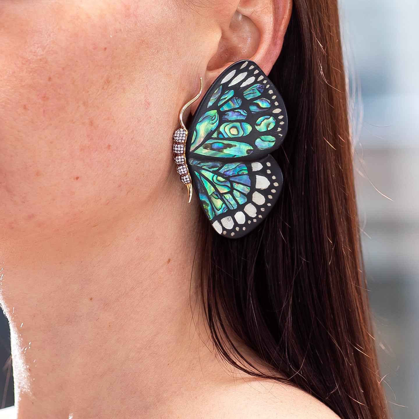 Silvia Furmanovich Marquetry Butterfly Wing Earrings