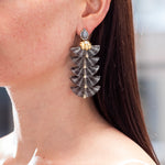 Silvia Furmanovich Tiered Horse Mane Earrings with Grey Moonstone, Opal, and Diamond