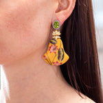 Silvia Furmanovich Double Sided Marquetry Lotus Earrings with Diamond and Peridot