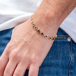 Luis Morais Carved Diamond and Hexagon Gemstone Bracelet