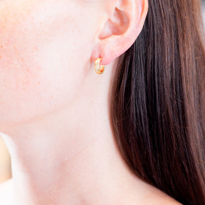 Caroline Ellen Semi-Rounded Hoops with Star Set Diamonds