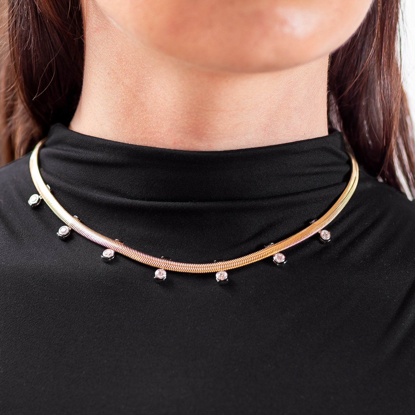 Nikos Koulis 'Feelings' Necklace with Round Cut Diamonds and Black Enamel