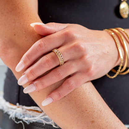 Caroline Ellen Double Row Pave Cognac Diamond Ring
