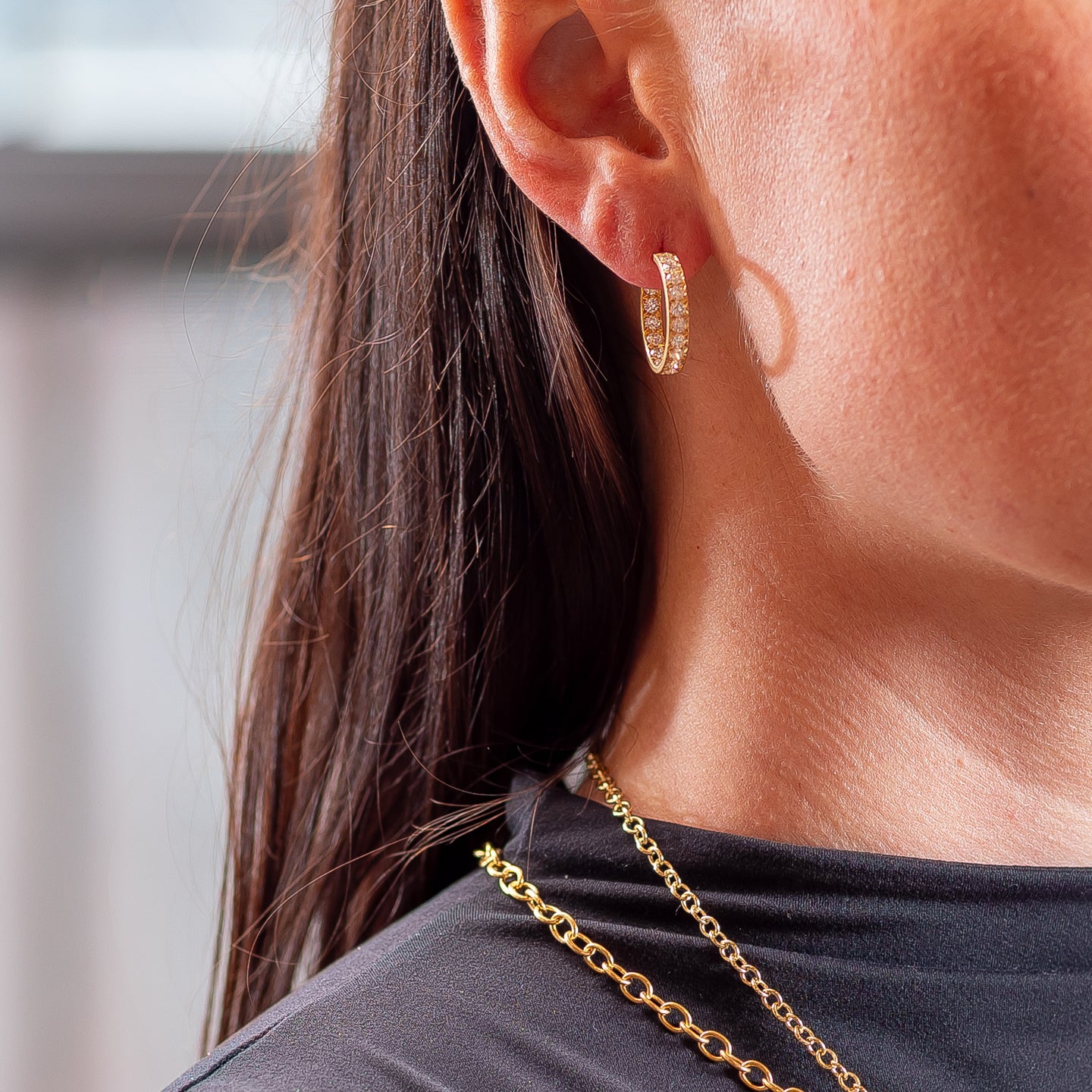 Caroline Ellen Pave Diamond Hoop Earrings
