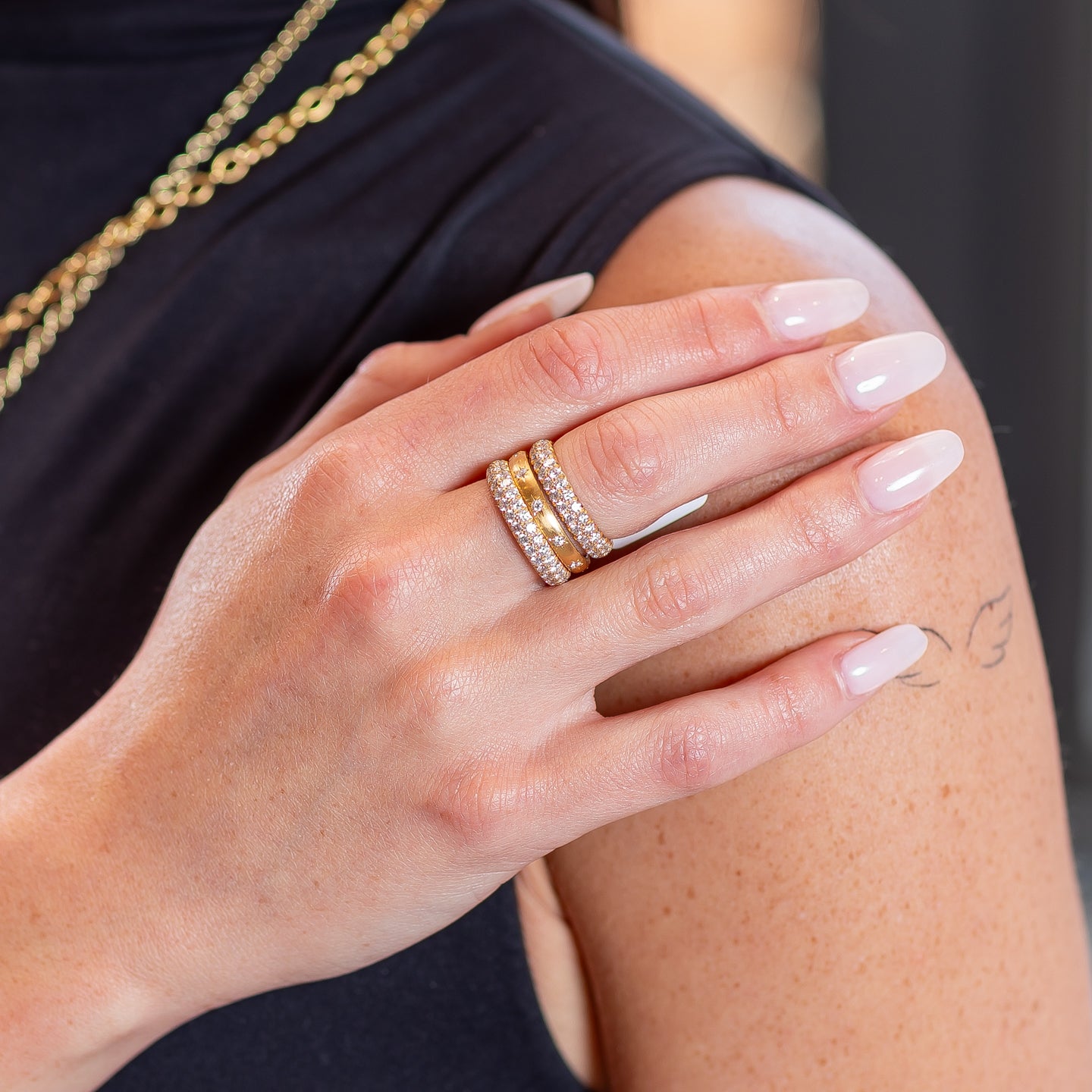 Caroline Ellen Narrow Band with Star Set Diamonds