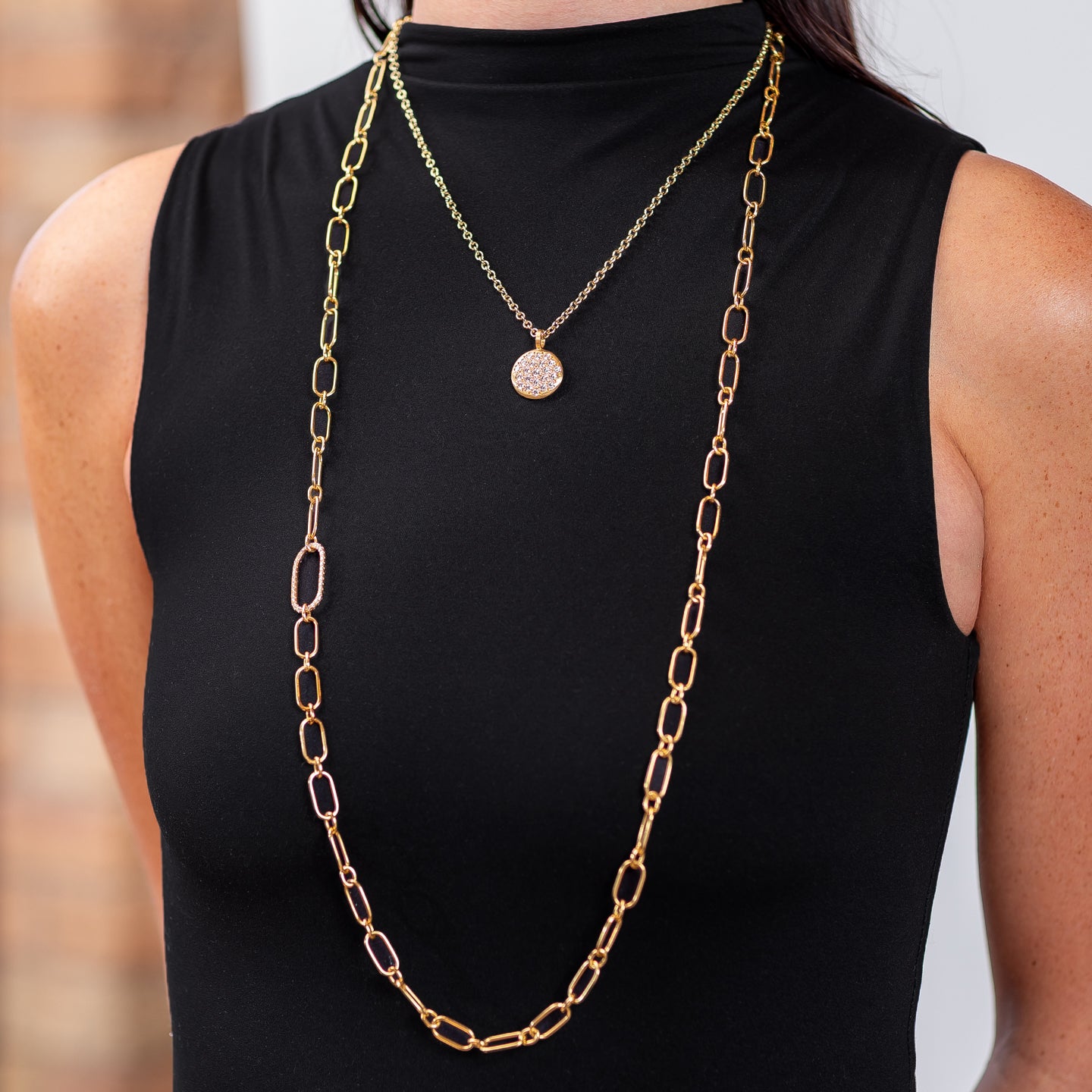 Caroline Ellen Medium Pave Lentil Pendant