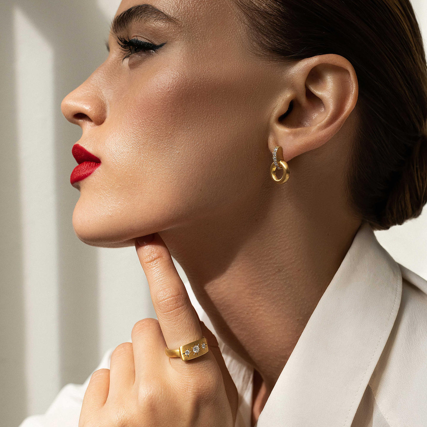 Caroline Ellen Small Round Doorknocker Earrings