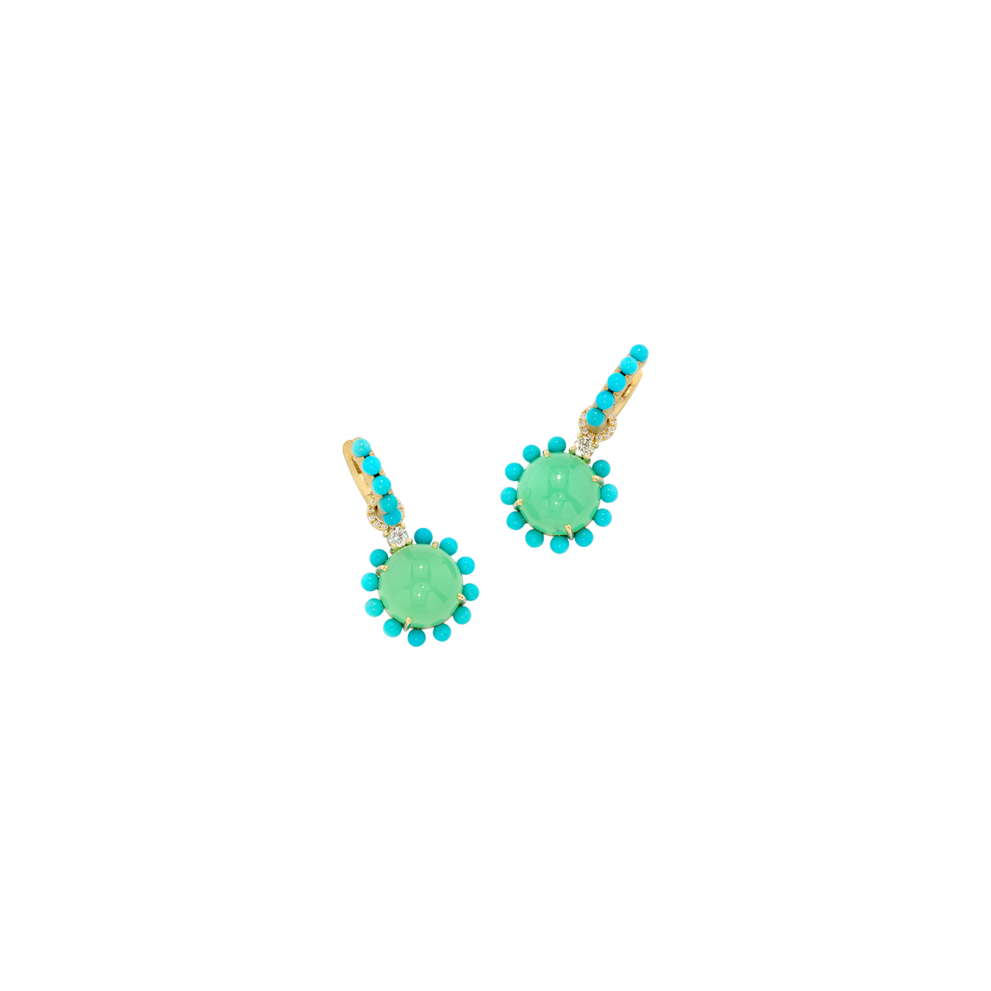 Irene Neuwirth Classic Studded Halo Mixed Jeweled Huggies with Chrysoprase and Turquoise