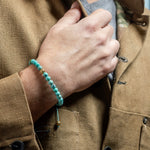 Shamballa Jewels 6mm Non-Braided Beaded Bracelet with Turquoise, Green Turquoise and Yellow Gold on Turquoise Cord