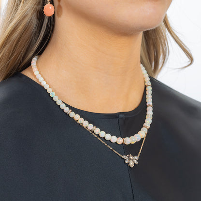 Sylva & Cie Opal and Diamond Rondelle Necklace