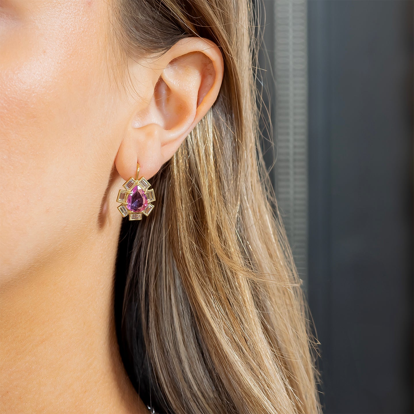 Sylva & Cie Pink Sapphire Petal Earrings