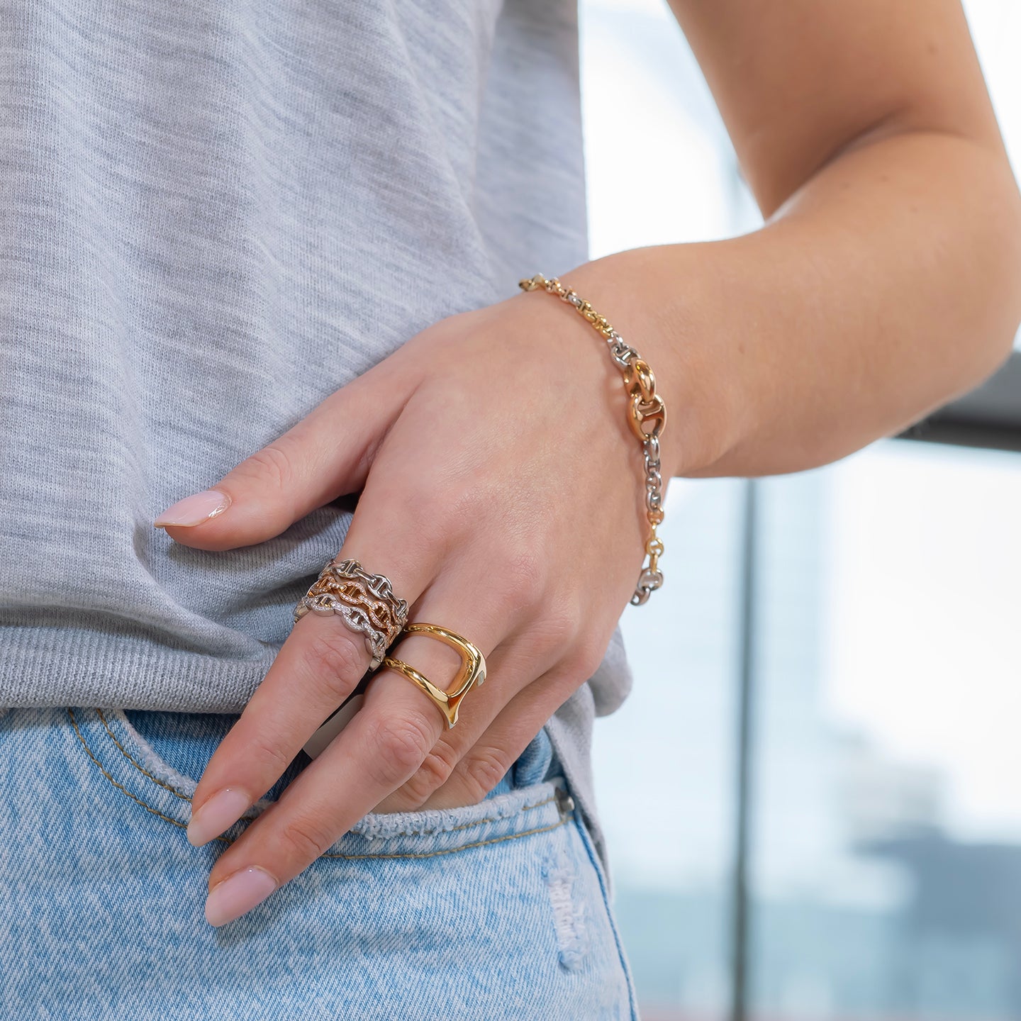 Hoorsenbuhs Dame Tri-Link Antiquated Ring